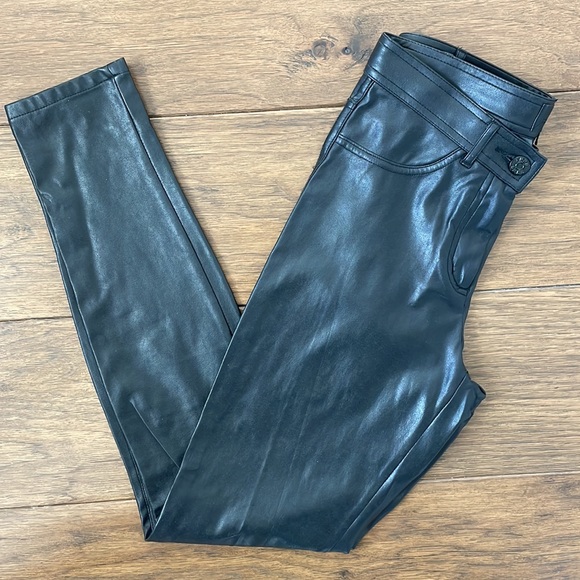 Aritzia Wilfred Low Rise Skinny Black Faux Leather Pants - Picture 2 of 6